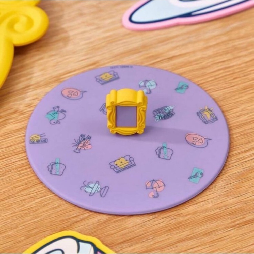 NWT Friends TV Show yellow frame Purple Silicone Mug Lid